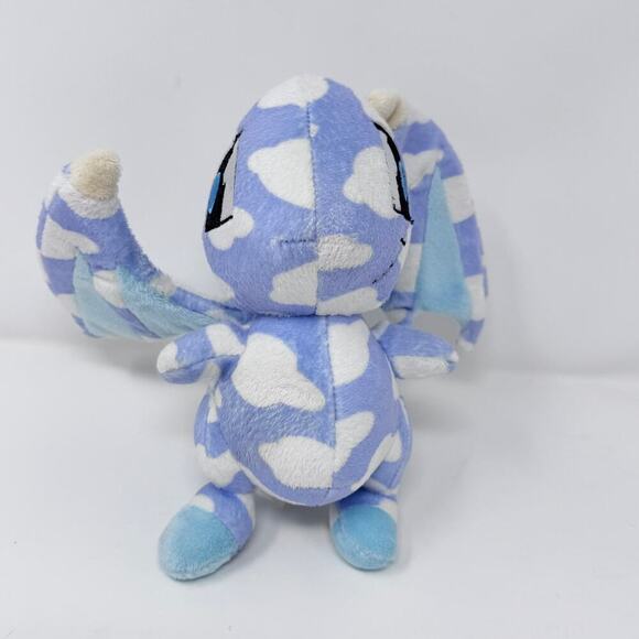 2007 Neopets Cloud Shoyru Plush 7" Blue White Winged Dragon Stuffed Animal Toy - Picture 2 of 10